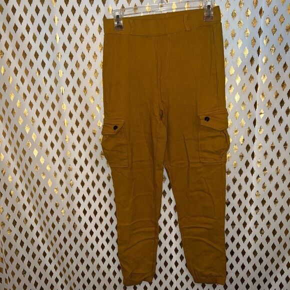 2 pants black skinny leggings yellow cargo pants bundle set size M - Picture 3 of 7